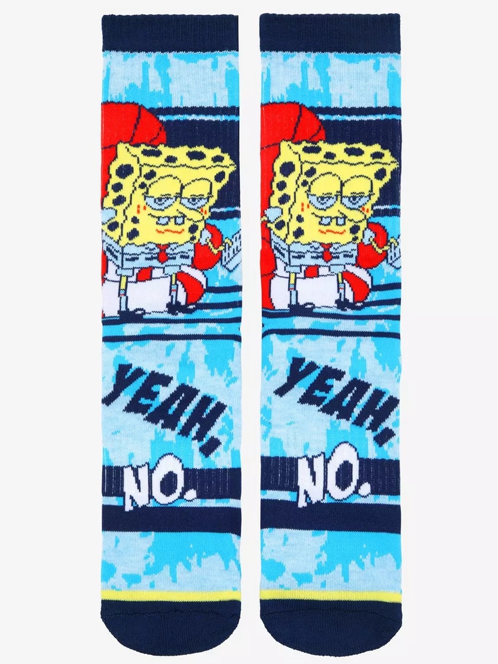 NWT SpongeBob SquarePants Heading Out Meme Yeah No Tie Dye Crew Socks Mens 8-12